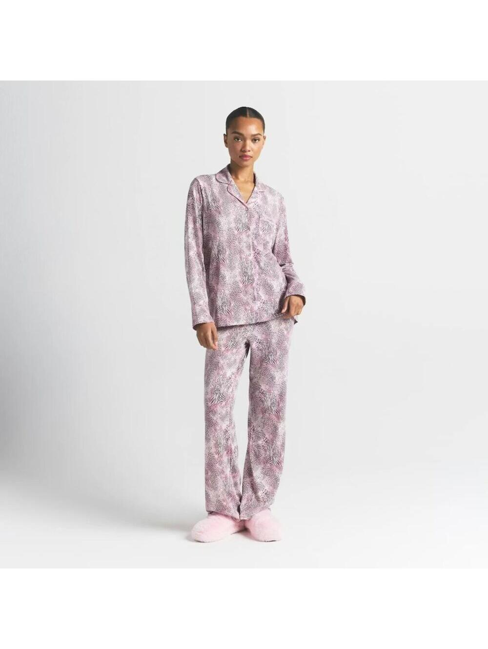 SKIMS LONG SLEEVE BUTTON UP SET (NWT) - Size L - Bloom Mini Multi Animal
